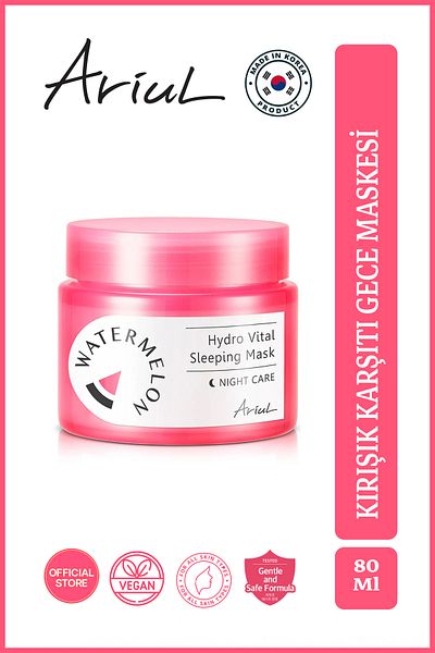 Ariul Watermelon Hydro Night Mask 80 ml | Anti-Wrinkle, Tightening | Hyaluronic Acid and Vitamin