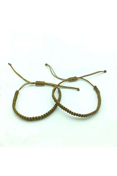 Tralles Takı Double Macrame Braided Adjustable Lemon Coffee Bracelet