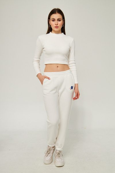 CrazyShopping Γυναικείο παντελόνι με 3 κλωστές, επικαλυμμένο με φλις εσωτερικά, με τσέπες και στάμπα