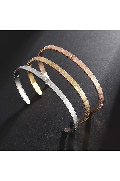 Happy Vibes Stainless Steel Patterned Kursi Written Bracelet