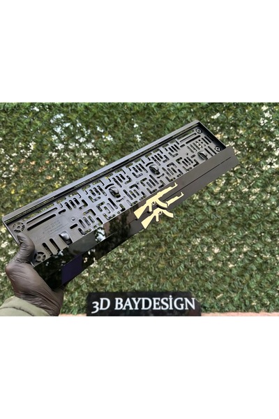 3dbaydesign AK47 Pleksi Plakalık (2 Adet Büyük) SİYAH-GOLD Uyumlu