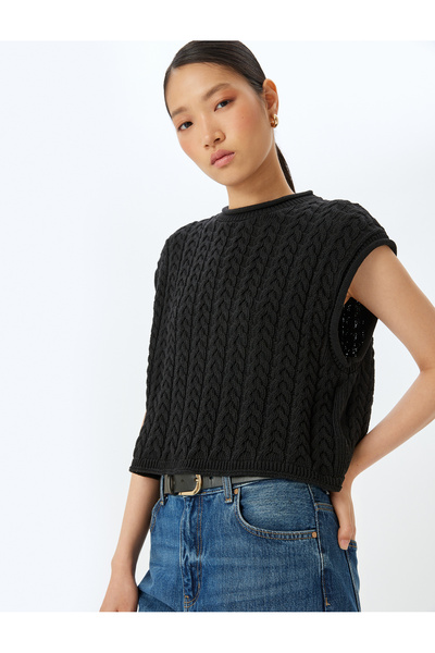 Koton Πλεκτό πουλόβερ με στρογγυλή λαιμόκοψη χωρίς μανίκια