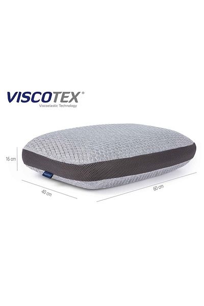 VİSCOTEX Visco Orthopedic Pillow with Natural Fiber Cover 60X40X16 Gray