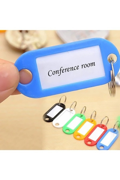HitDukkan Plastik İsim Yazılabilen Karışık Renk 10 adet Anahtarlık (5cmx2cm)