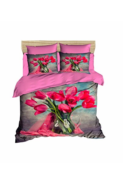 Fabeteks Lilac Flower in a Vase 3D Double Duvet Cover Pillow Set