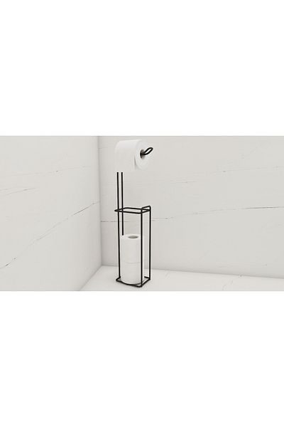 Alper Banyo Black Toilet - Decorative, Standing and Backup Paper Holder