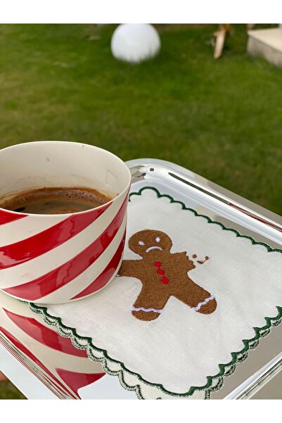 AYA Table&Gardenwear Kurabiye Adam Gingerbread Nakişlı yeni yıl kokteyl peçetesi