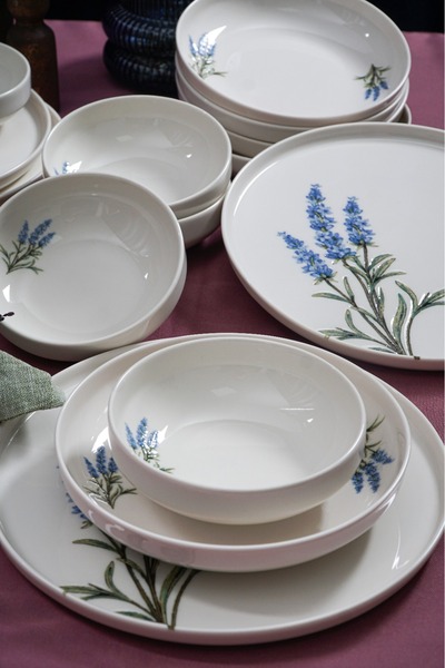 Heda Porselen طقم عشاء بورسلين لافندر مكون من 18 قطعة لستة أشخاص
