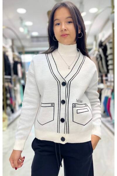 Minimoda Kids CEP DESENLİ KIZ ÇOCUK HIRKA