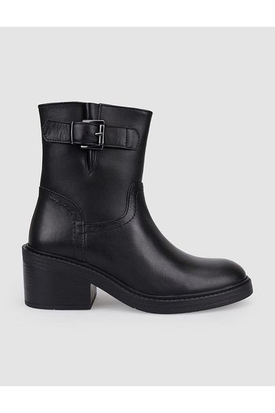 Cabani 100% Genuine Leather Black Zippered Women's Heeled Boots