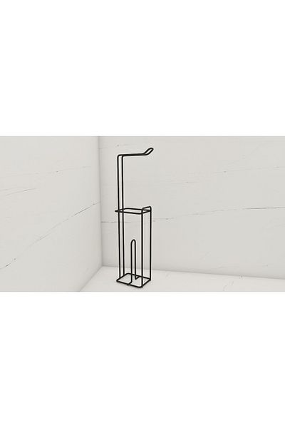 Alper Banyo Black Toilet - Decorative, Standing and Backup Paper Holder