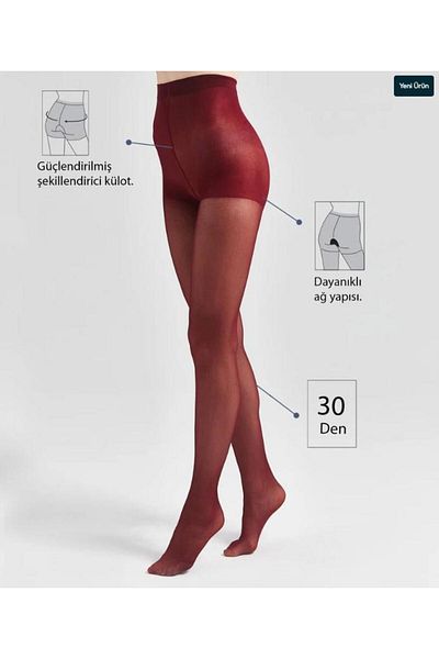 Bolero Women's 30 Denier Claret Red Pantyhose