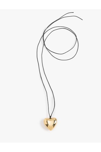 Koton Faux Leather Detailed Heart Necklace - Koton X Zeynep Pillow