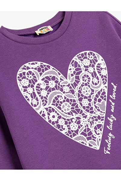 Koton Bavlněná vyvýšená mikina se vzorem srdce