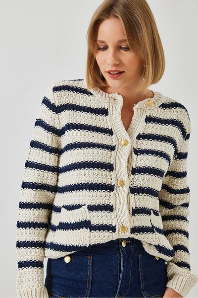 Bianco Lucci Women's Striped Cardigan 20246237