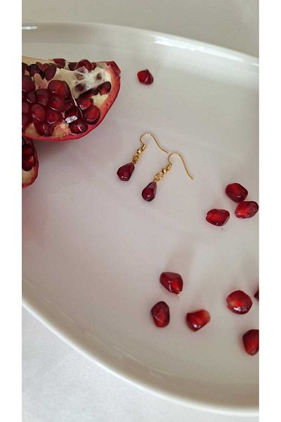 SOUL BY A&B Pomegranate Earrings Dangle Pomegranate Earrings Red Pomegranate Earrings Christmas Earrings New Year Gift Gift