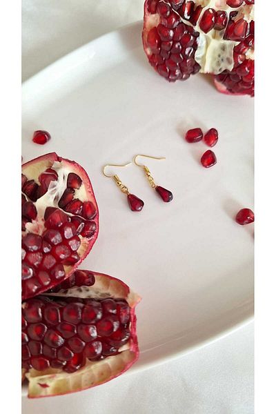 SOUL BY A&B Pomegranate Earrings Dangle Pomegranate Earrings Red Pomegranate Earrings Christmas Earrings New Year Gift Gift