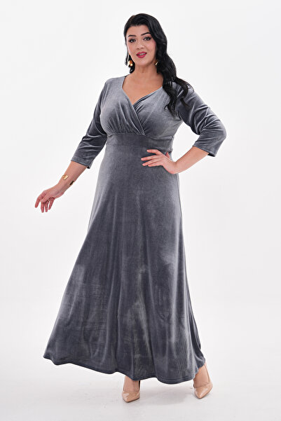 IŞILTI Великий розмір Каді?фе Абі?є - Еластичний лікралі, круазе комір, напіврукав і кілош спідниця 3121