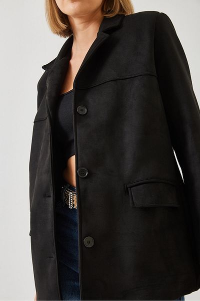 Bianco Lucci Suede γυναικείο μπουφάν 2608 - με λεπτομέρεια καλύμματος, Αριθμός μοντέλου: 60261014