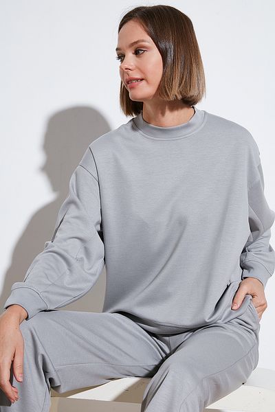 Lela Scuba Fabric Oversize Crew Neck Sweat - 5865879