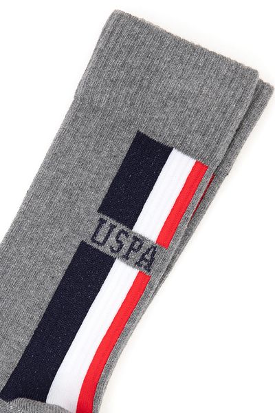 U.S. Polo Assn. Мъжки сиви меланжови чорапи до глезена 50299012-vr086