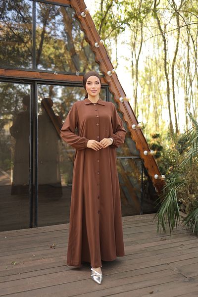 Nissra Ankanoor Καφέ Ολόσωμο Κουμπωτό Ferace Anka 255000