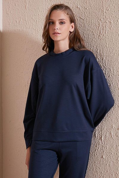 Lela Суитшърт с кръгло деколте Scuba Fabric Oversize 5865879