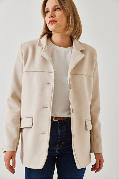 Bianco Lucci Suede γυναικείο μπουφάν 2608 - με λεπτομέρεια καλύμματος, Αριθμός μοντέλου: 60261014