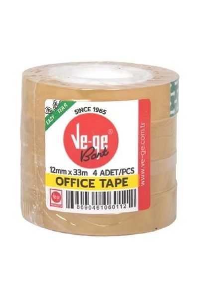 Ve-ge Vege 12X33M Stationery Tape Office 4-Pack