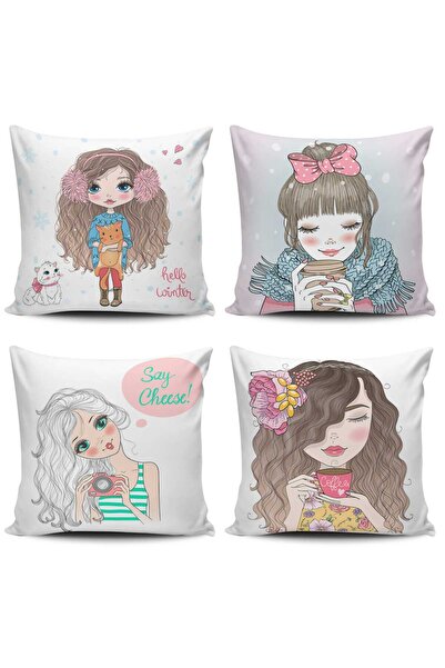 Alkan Homes Fashion Girl 4-Piece Combination Cushion Cover