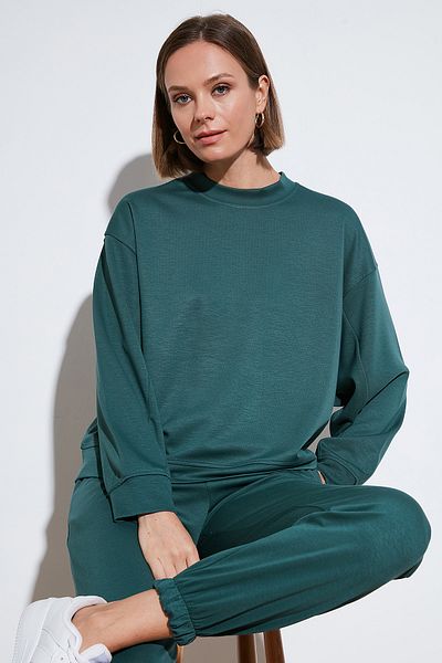 Lela Scuba Fabric Oversize Crew Neck Sweat 5865879