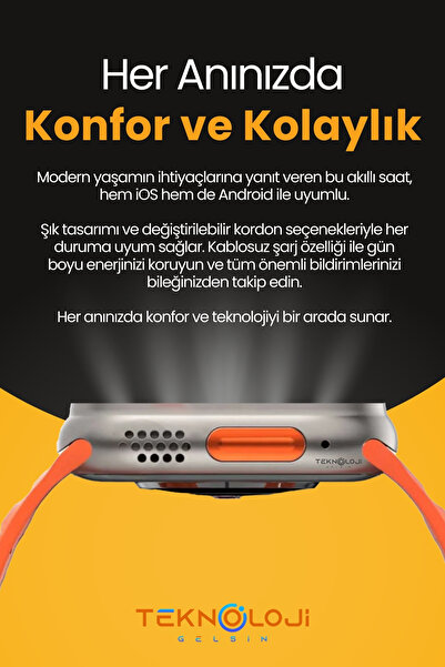 Teknoloji Gelsin Watch 8 Ultra Smart Watch Akıllı Saat 45mm 1.99inc 3 Tuş Aktif Saatten Konuşma Türkçe Dil