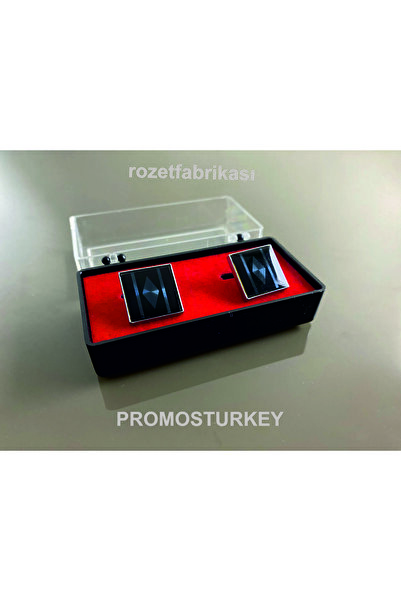 MAVİ DESENLİ KARE TAŞLI LÜKS KOL DÜĞMESİ