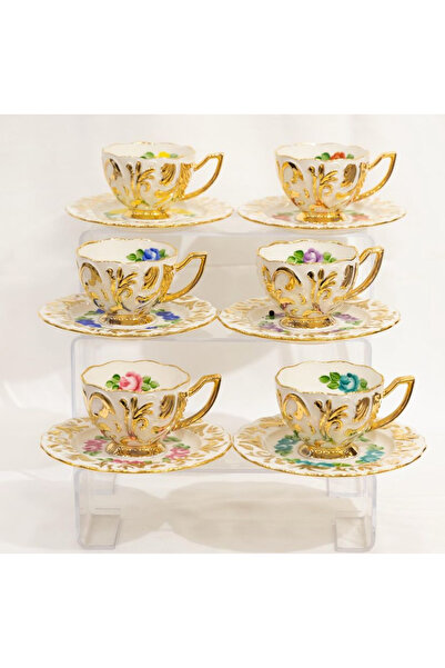 LİLA EXCLUSİVE Tek Kişilik El Boyaması Adetli Fincan