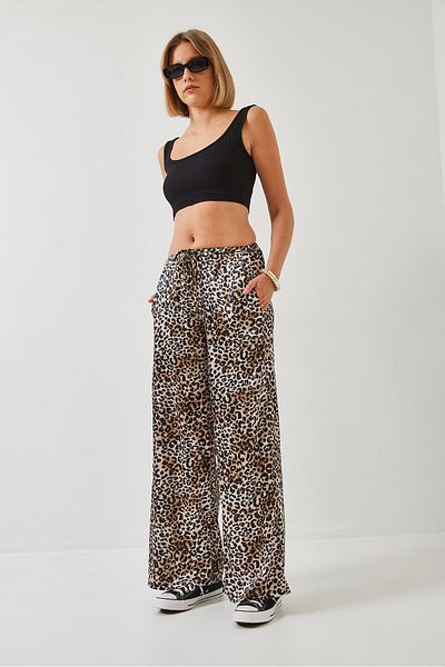 Bianco Lucci Women's Leopard Print Elastic Waist Trousers 60351270