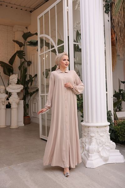 Nissra Ankanoor Beige Full Length Buttoned Ferace Anka 255000