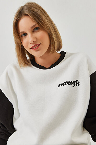 Bianco Lucci Kadın Baskılı Parçalı Sweatshirt 60351255