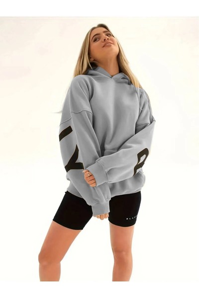 Machetta Unisex Büyük Beden  Blake Baskılı Kapüşonlu Oversize Sweatshirt Hoodie