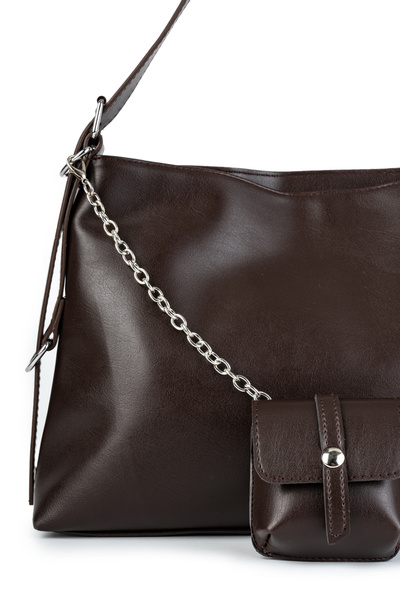 minebag Dámská taška přes rameno Sicily Bitter Brown Faux Leather Charm