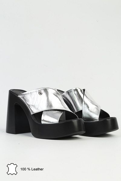 Pierre Cardin Pck-5005 Silver Women's Leather Slippers