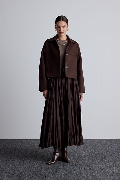 Manuka Maxi-Faltenrock – Bitterbraun