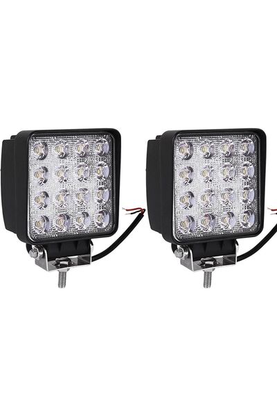 BoostZone 2 Adet 16 Led Off Road Kare Çalışma Lambası Sis Lambası Projektör Gündüz Farı 48 Watt
