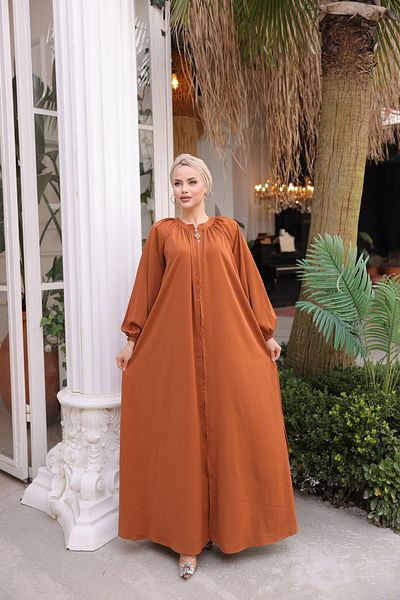 Nissra Ankanoor Orange Judge Collar Belted Abaya Anka255035