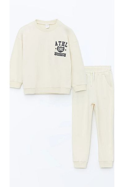 LC Waikiki Lcw Kids 2-Piece Set - Crew Neck Long Sleeve Sweatshirt and Sweatpants for Baby Boy
