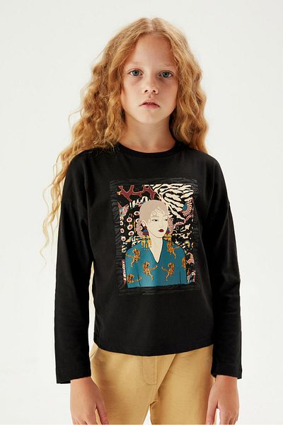 Tyess Tricou negru pentru fete Bg Store 23fw1tj4505
