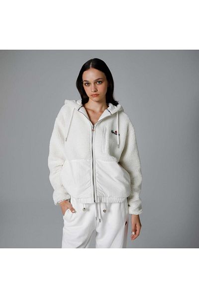 Ellesse Γυναικείο λευκό μπουφάν με κουκούλα με φερμουάρ Ef181