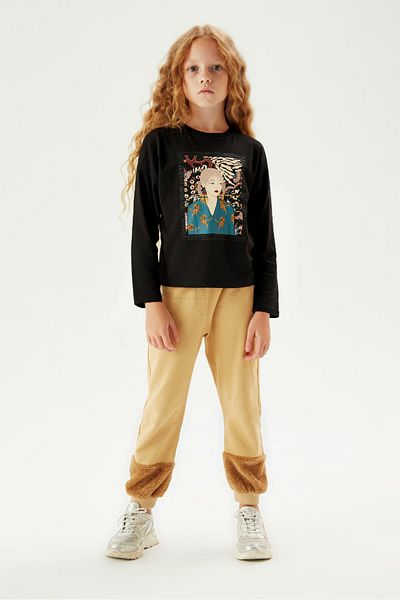 Tyess Tricou negru pentru fete Bg Store 23fw1tj4505