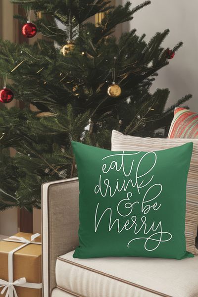 Filamente Christmas Themed Throw Pillow Cover / Christmas - Christmas Cushion Cover (Double-Sided Printed - Hidden Zipper)