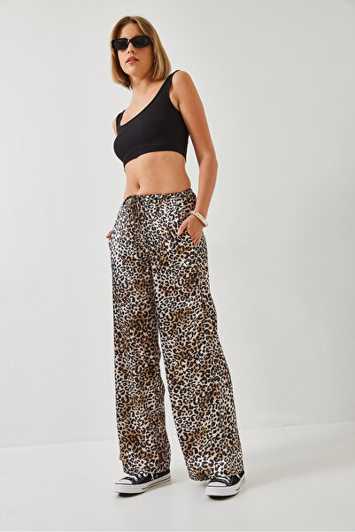 Bianco Lucci Dámské kalhoty s elastickým pasem s leopardím vzorem 60351270