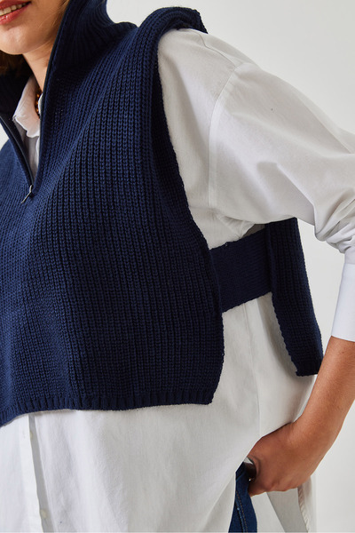 Bianco Lucci Women's Zippered Knitwear Sweater 60261018